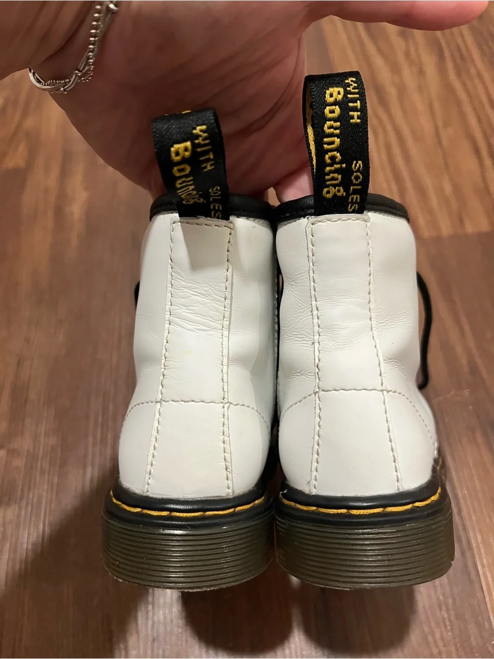 Dr. Martens 1460 T White Smooth Leather Lace Up/Zip Ankle Boots Toddler Size 10